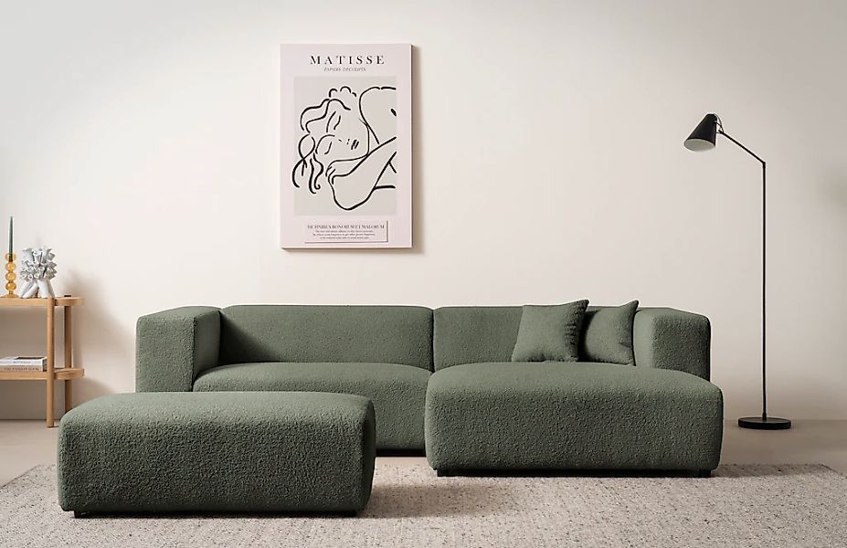 Home affaire Polsterecke "BAKELS, Ecksofa-Set mit Hocker, L-Form mit Schlaf günstig online kaufen