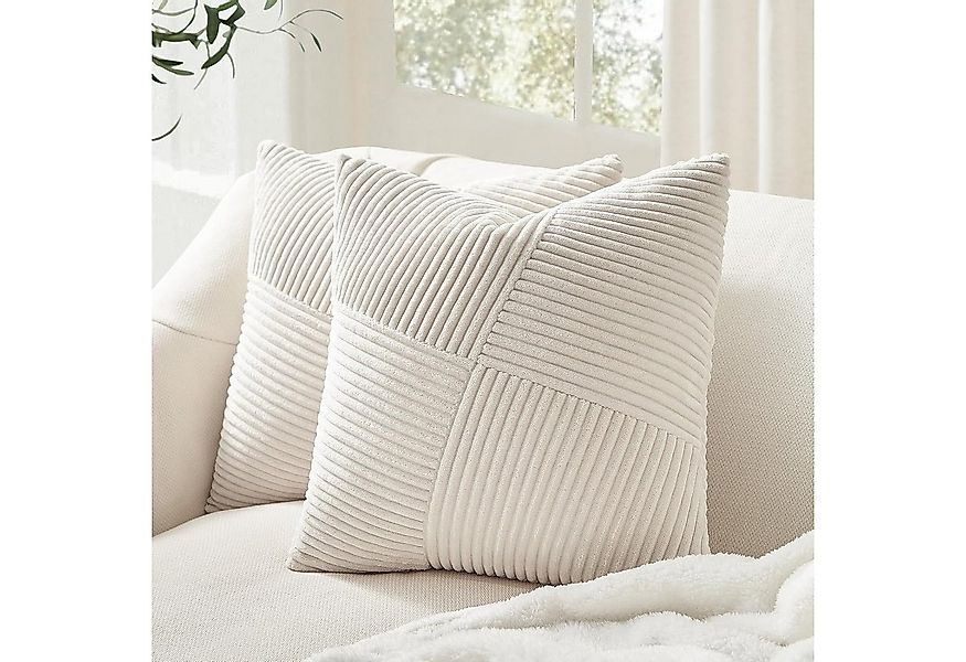 Topfinel Kissenbezüge Kordsamt 2er Set-Windmühle Streifen Muster-Sofakissen günstig online kaufen