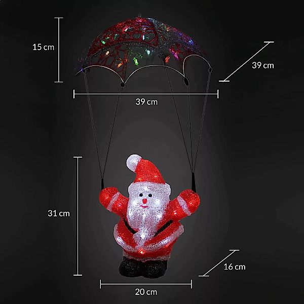 LED Acryl Figur Weihnachtsmann mit Fallschirm günstig online kaufen