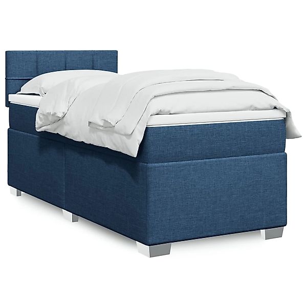 vidaXL Boxspringbett mit Matratze Blau 90x200 cm Stoff 3288077 günstig online kaufen