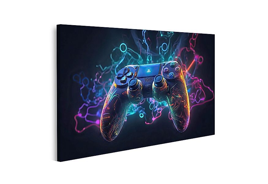 islandburner Leinwandbild Leuchtendes Neonlicht Gamepad Ki Erzeugt Bilder günstig online kaufen