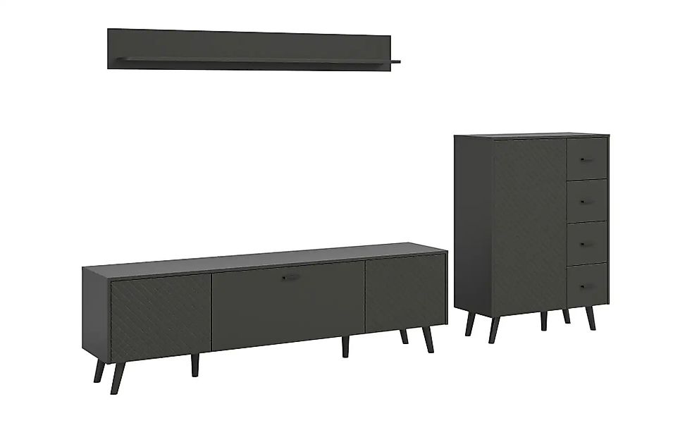 Wohnkombination  Linea ¦ grau ¦ Maße (cm): B: 269 H: 175 Kommoden & Sideboa günstig online kaufen
