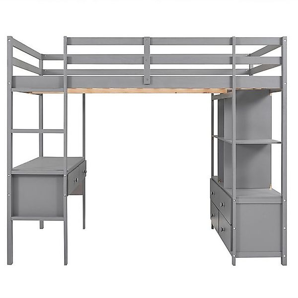Gotagee Kinderbett Hochbett 140x200cm Holzbett Jugendbett mit Unterbettschr günstig online kaufen