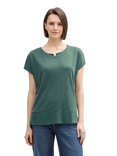 TOM TAILOR T-Shirt mit geschlitztem Rundhalsaussschnitt günstig online kaufen