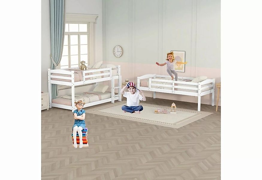 BlingBin Kinderbett Dreier Etagenbett für 3 Kinder 90x200 cm Abnehmbar in E günstig online kaufen