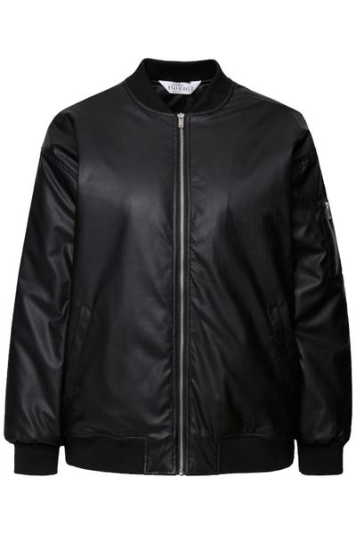 Studio Untold Steppjacke Fake-Lederblouson Collegekragen Zipper günstig online kaufen