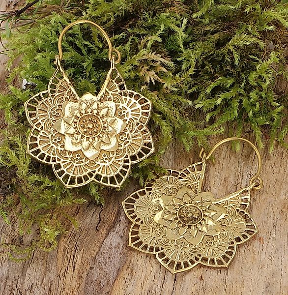Guru-Shop Paar Ohrhänger Tribalohrringe aus Messing, Ethnoohrringe - gold günstig online kaufen