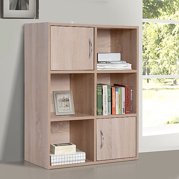 HOMCOM® 6 Fächer Bücherregal Standregal Raumteiler Holz Natur   Aosom günstig online kaufen