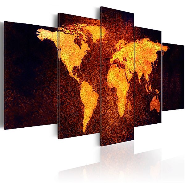 Wandbild - Weltkarte - Heiße Lava günstig online kaufen
