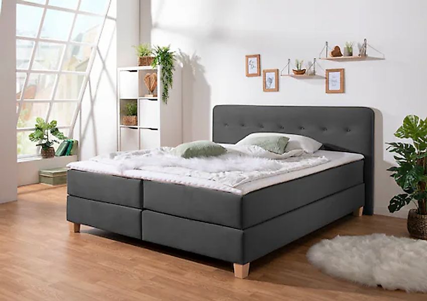 Home affaire Boxspringbett "Fargo" inkl. Topper, in 3 Matratzenarten, in Sa günstig online kaufen