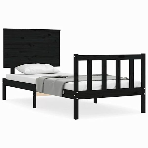 vidaXL Bett Massivholzbett mit Kopfteil Schwarz günstig online kaufen