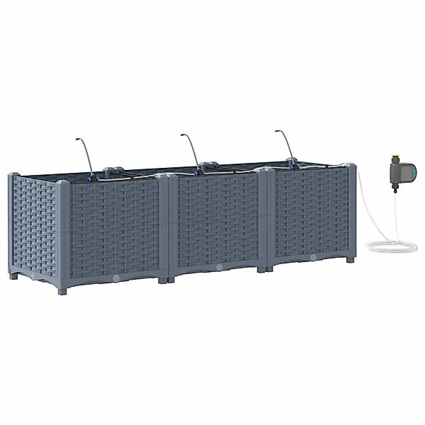 vidaXL Garten-Pflanzgefäß 3 Stk Hellgrau Stahl 42002892 günstig online kaufen