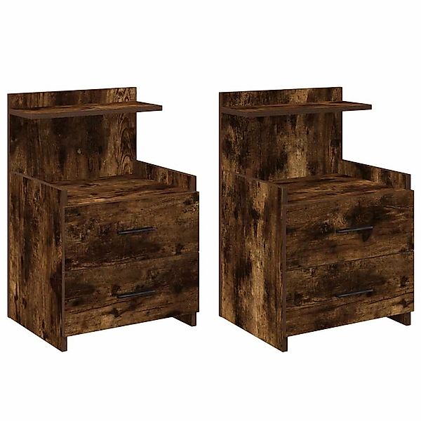 vidaXL Nachttische 2-Tlg, mit 2 Schubladen Räuchereiche 40x36,5x62 cm 85864 günstig online kaufen