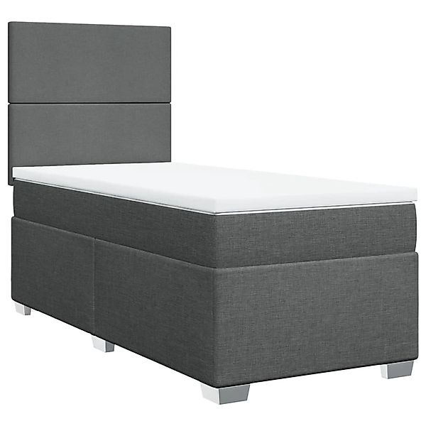 vidaXL Boxspringbett, Boxspringbett mit Matratze Dunkelgrau 90x190 cm Stoff günstig online kaufen