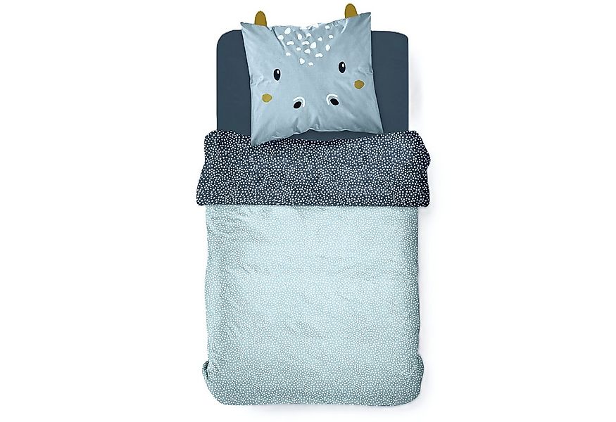 Familando Kinderbettwäsche Hippo mit Ohren 135x200 80x80 cm aus 100% Baumwo günstig online kaufen