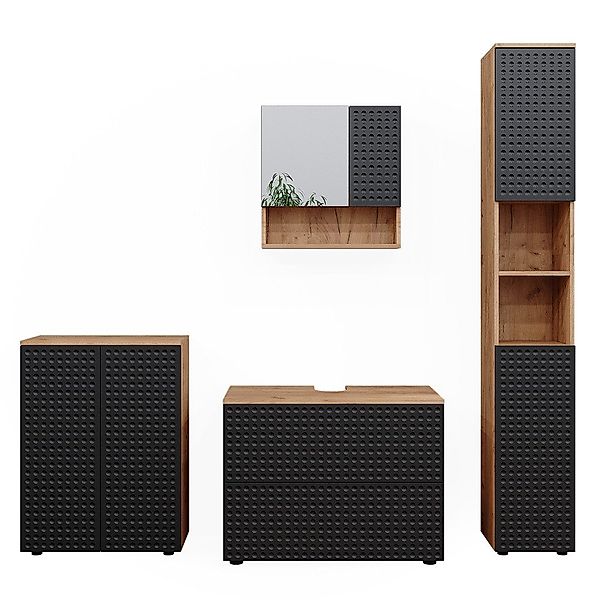 Vicco Badmöbel-Set Irma, Goldkraft Eiche/Anthrazit, 4 günstig online kaufen