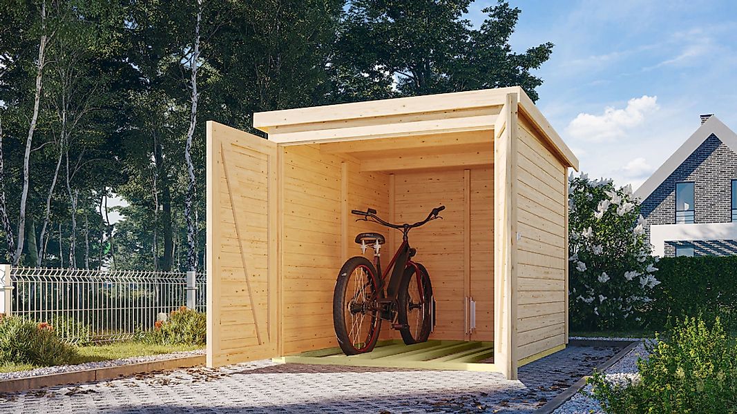 Karibu Fahrradbox "Fahrradgarage mit Einschub und Halterung für bis zu 3 Fa günstig online kaufen