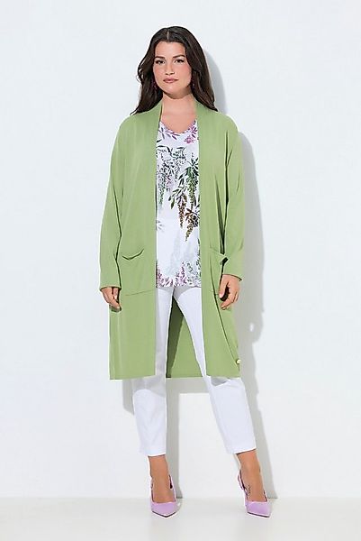 Ulla Popken Langjacke Long-Strickjacke Stehkragen offene Form Langarm günstig online kaufen