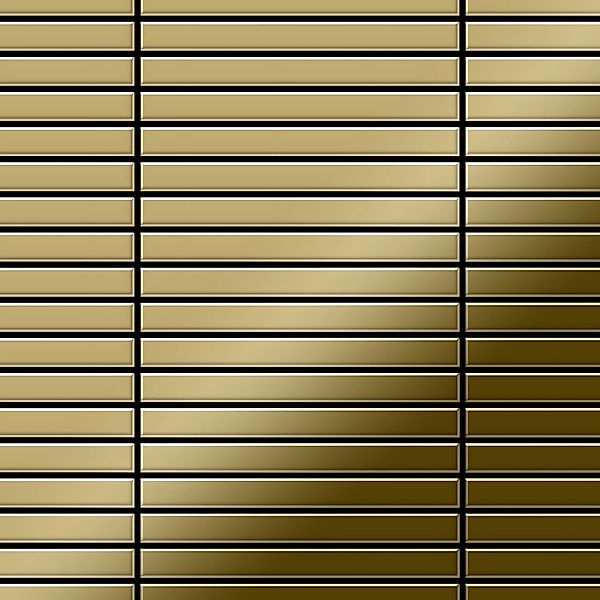ALLOY Mosaik Fliese Massiv Metall Titan Hochglänzend Gold 1,6mm Stark Linea günstig online kaufen