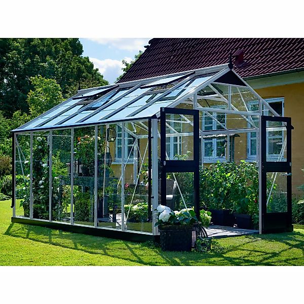 Juliana Gewächshaus Premium 13 m² 3 mm Sicherheitsglas Alu/Schwarz günstig online kaufen