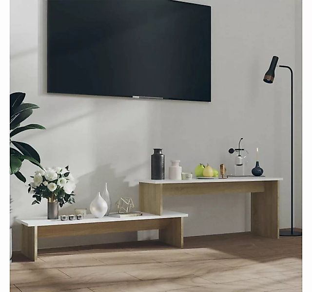 furnicato TV-Schrank Sonoma-Eiche Weiß 180x30x43 cm Holzwerkstoff günstig online kaufen