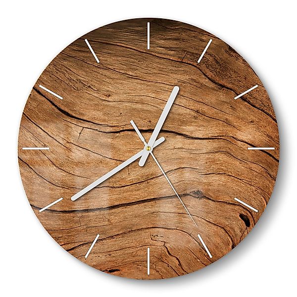DEQORI Wanduhr 'Detaillierte Holzmaserung' (Glas Glasuhr günstig online kaufen