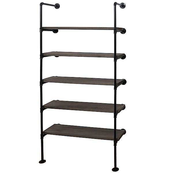 BERLINLODGE Standregal HxBxT 165x80x28cm Industriedesign Holz Metall Grau-B günstig online kaufen