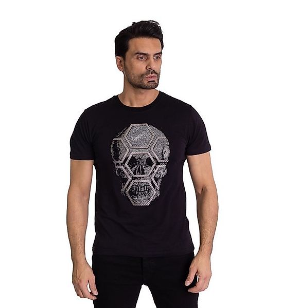 TRUENO T-Shirt Herren Strass Totenkopf T-Shirt Slim Fit Schwarz XL günstig online kaufen