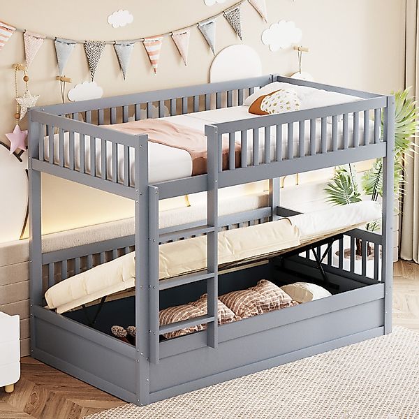 Odikalo Kinderbett Stauraumbett Etagenbett Holzbett Hydraulik günstig online kaufen