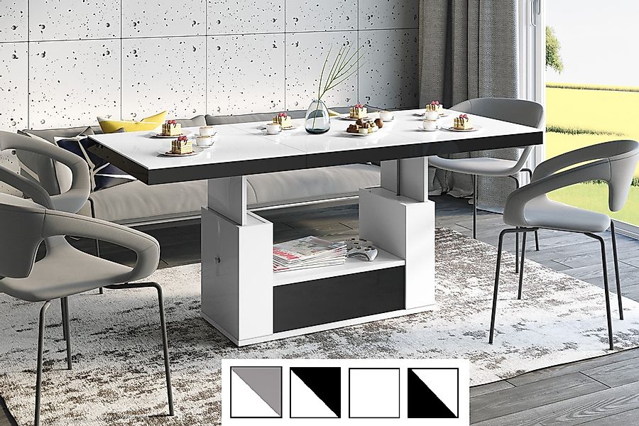designimpex Couchtisch HM-111 Weiß / Schwarz günstig online kaufen