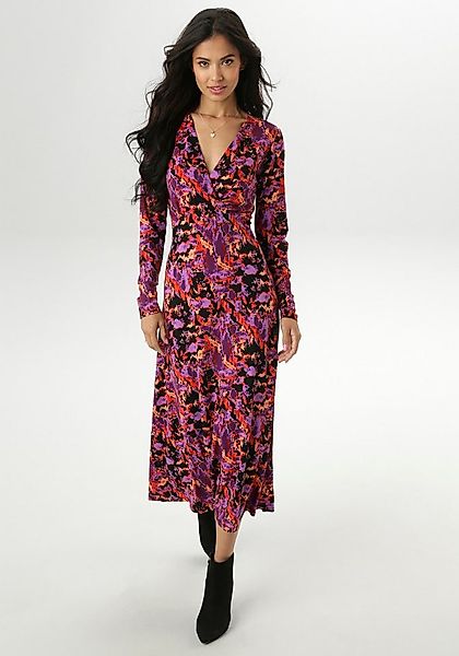 Aniston SELECTED Maxikleid mit V-Ausschnitt in Wickeloptik und Unterbrustna günstig online kaufen