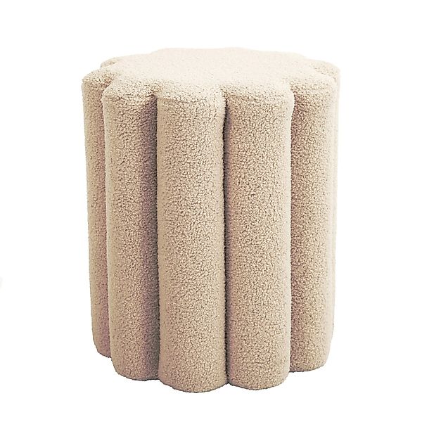 Svita Dahlia Hocker Pouf Teddyboucle Modern Beige günstig online kaufen