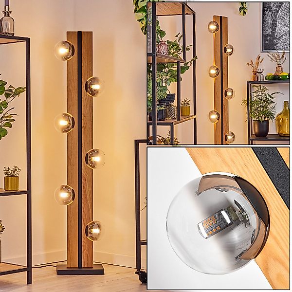 hofstein Stehlampe Stehlampe aus Holz/Metall/Glas in günstig online kaufen
