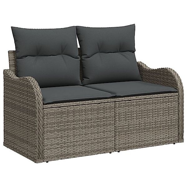 vidaXL Loungesofa 2-Sitzer Gartensofa mit Kissen Grau Poly Rattan, 1 Teile günstig online kaufen