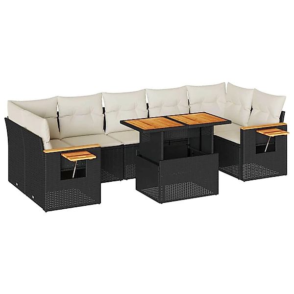 vidaXL 8-Tlg Garten-Sofagarnitur mit Kissen Schwarz Poly Rattan 3327570 günstig online kaufen