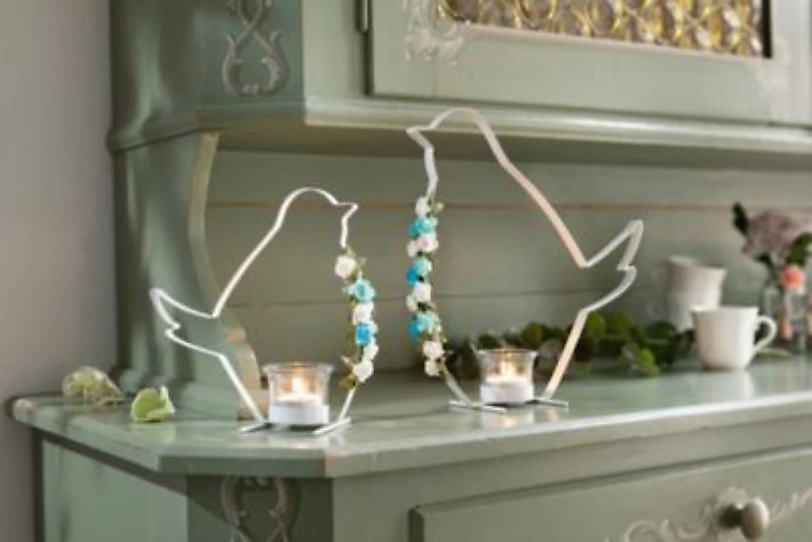 HOME Living Teelichthalter Vogel Teelichthalter weiß günstig online kaufen