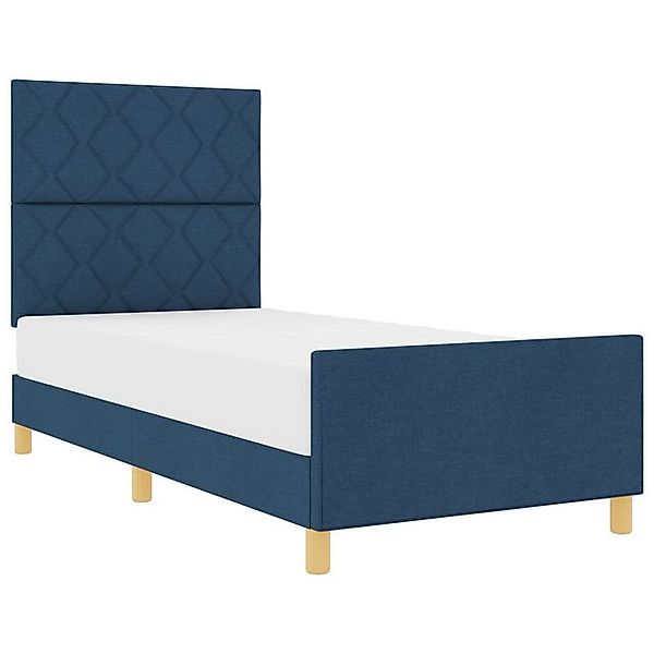 vidaXL Bett Bettgestell Blau 90x190 cm Stoff (1-tlg) günstig online kaufen
