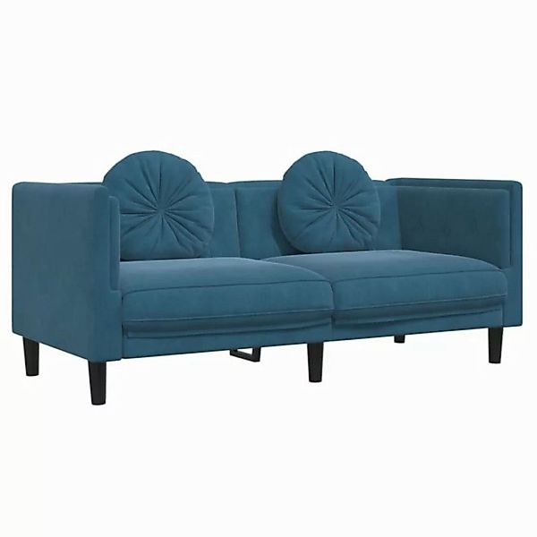 vidaXL Sofa, mit Kissen 2-Sitzer Blau Samt günstig online kaufen