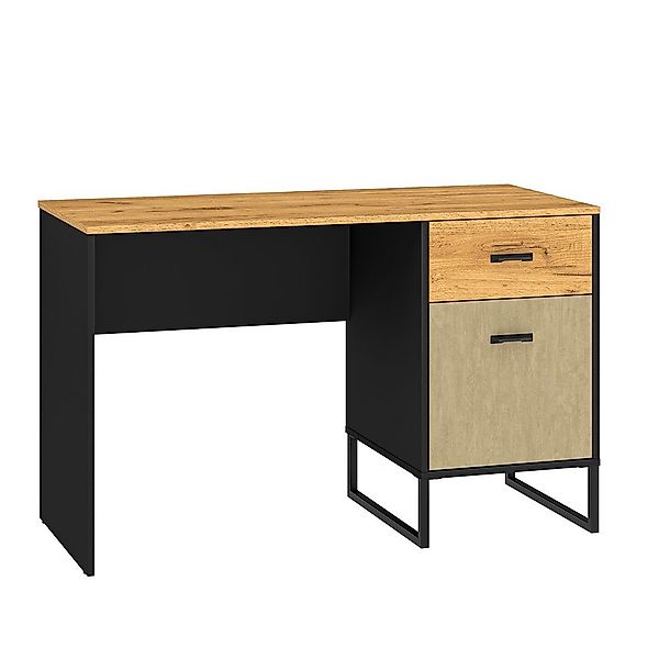 Lomadox Schreibtisch CASPER-131, schwarz, Eiche, sandfarben, günstig online kaufen