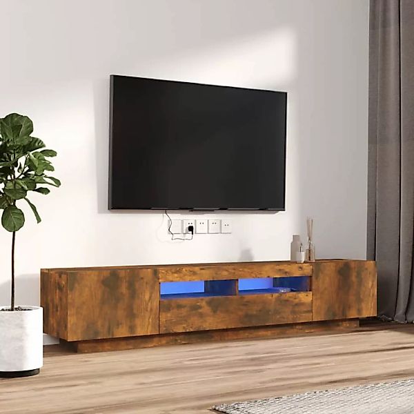 Vidaxl 2-tlg. Tv-schrank-set Led-leuchten Räuchereiche Holzwerkstoff günstig online kaufen