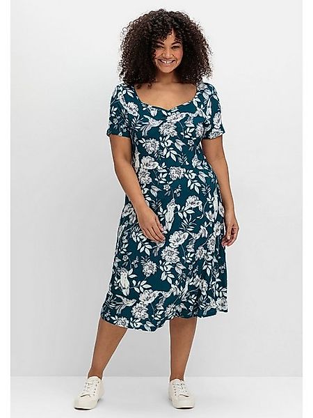 sheego by Joe Browns Jerseykleid Große Größen mit Blumendruck und Herzaussc günstig online kaufen