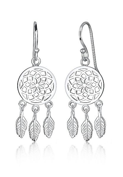 Elli Paar Ohrhänger Traumfänger Federn Boho Festival 925 Silber, Boho günstig online kaufen