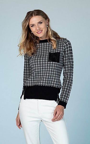 Passioni Strickpullover mit geometrischem Druck günstig online kaufen