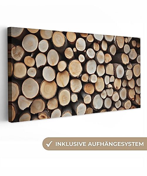 OneMillionCanvasses® Leinwandbild Panorama Holz - Baumstämme - Textur, Foto günstig online kaufen