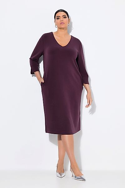 Ulla Popken Jerseykleid Sweatkleid V-Ausschnitt 3/4-Arm günstig online kaufen