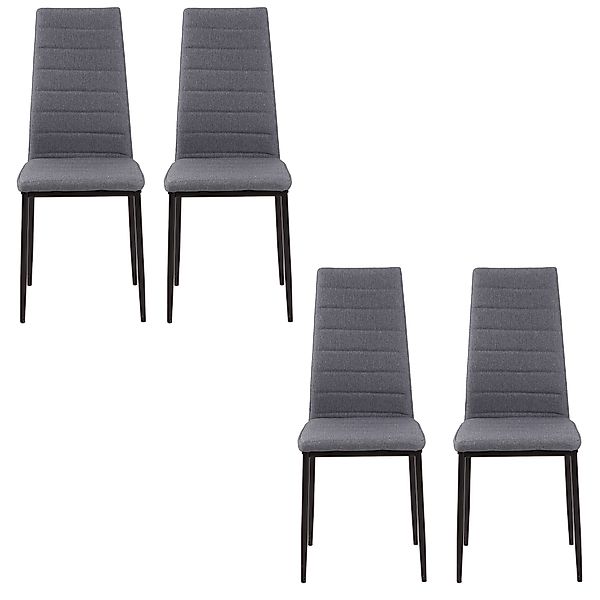 HOMCOM Set von 4 Esszimmerstühlen, gepolsterte Küchenstühle mit hoher Rücke günstig online kaufen