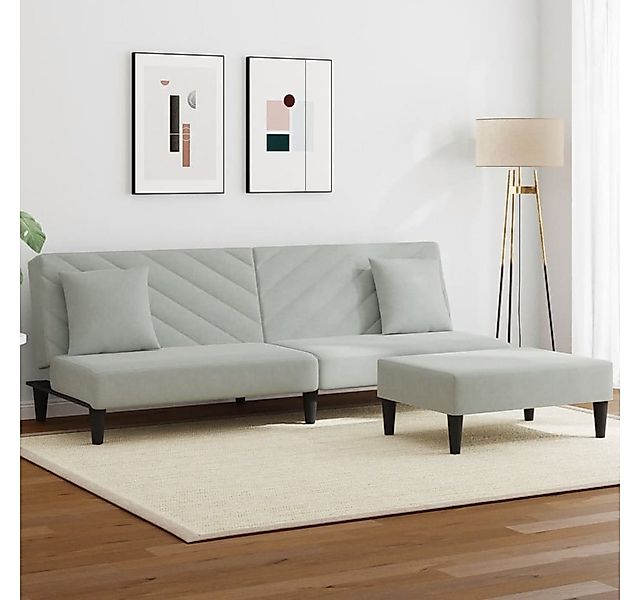 vidaXL Sofa 2-tlg. Sofagarnitur mit Kissen Samt, 2-tlg., Hellgrau günstig online kaufen