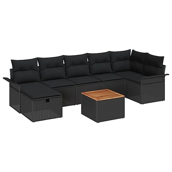 vidaXL Garten-Sofa-Set mit Kissen 8-Tlg Schwarz Poly Rattan 3360796 günstig online kaufen