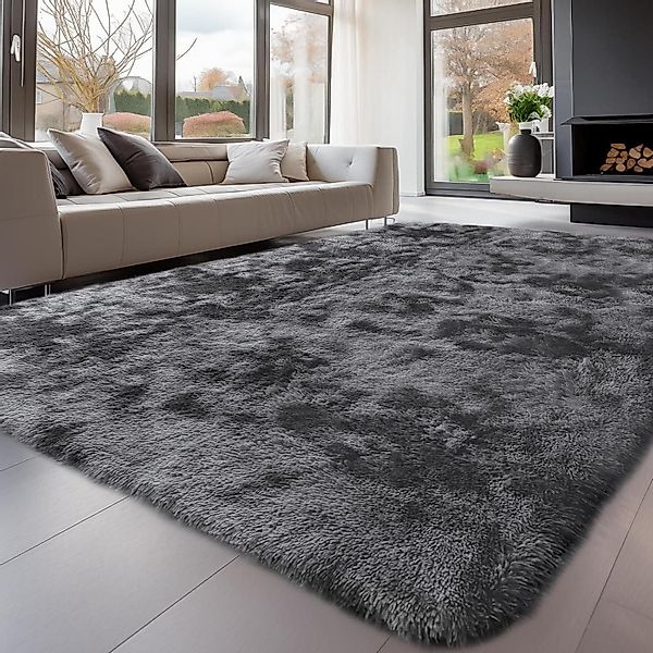 LuxusKollektion Hochflor-Teppich Großer Hochflor Teppich Grau günstig online kaufen