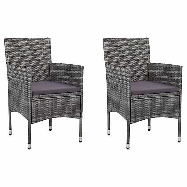 Garten-essstühle 2 Stk. Poly Rattan Grau günstig online kaufen